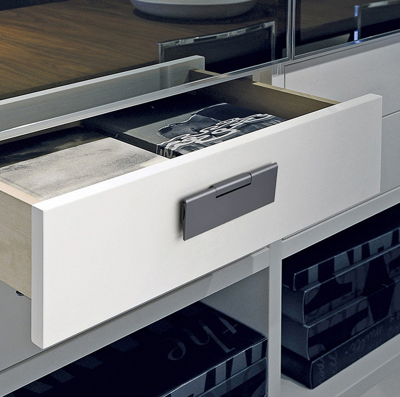 Paidu Manufacturer Modern Exposed Flip-top Drawer Furniture Handles Aluminum Profile Wardrobe Cabinet Door Handles Concealed Latch Handles