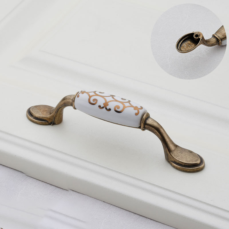 European-style Cabinet Drawer Furniture Hardware Round Single-hole Wardrobe Door Handles Antique Ceramic Handles