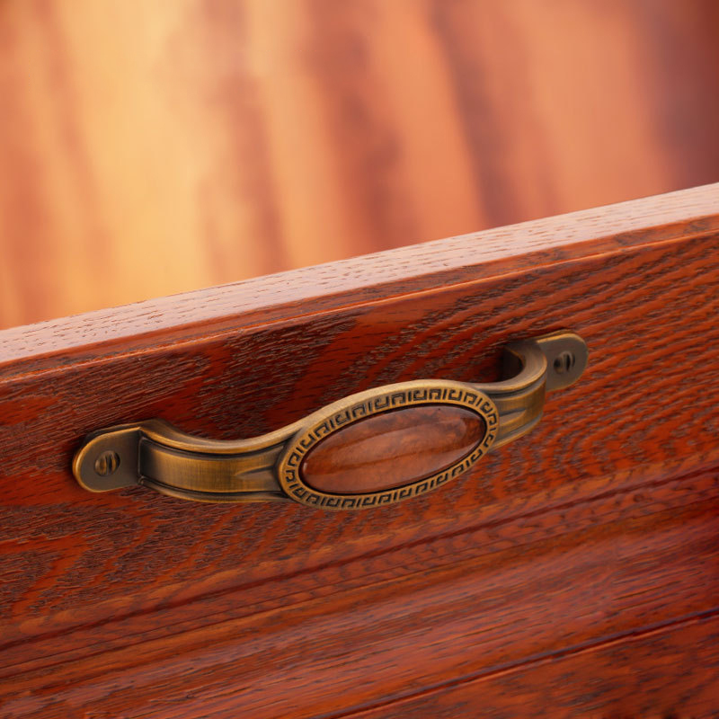 Paidu Manufacturer Chinese-style Ceramic Coffee Antique Bronze Handles With Jade Inlay Drawer Wardrobe Door Handles Floral Design