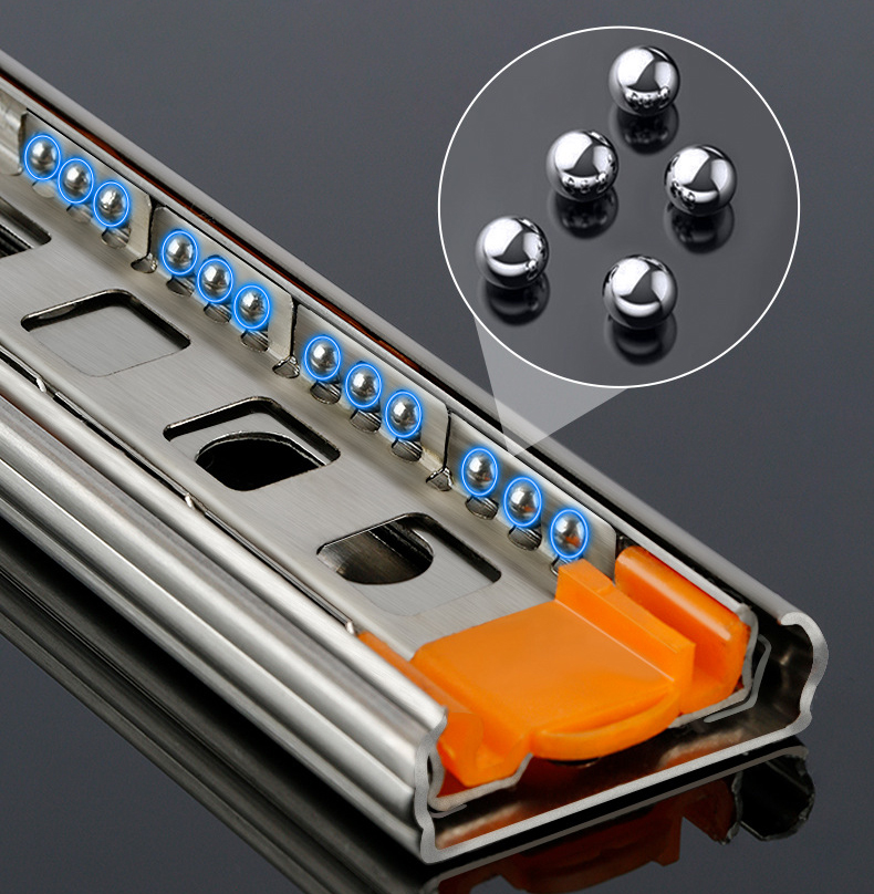 Paidu Manufacturer 304 Drawer Slide Three Section Rail Buffer Rail Guide Rail Thickened Keyboard Ball Slide Groove