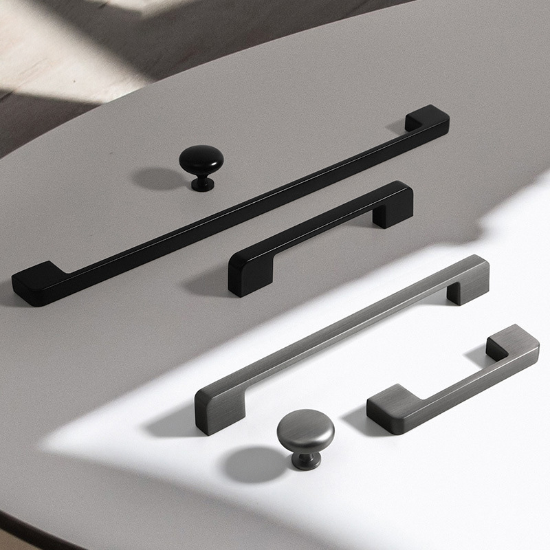 Paidu Manufacturers Black Cabinet Door Handle: Modern, Minimalist, Matte Black Cupboard Wardrobe Handle, Grey Hardware, Single Hole Small Pull Handle